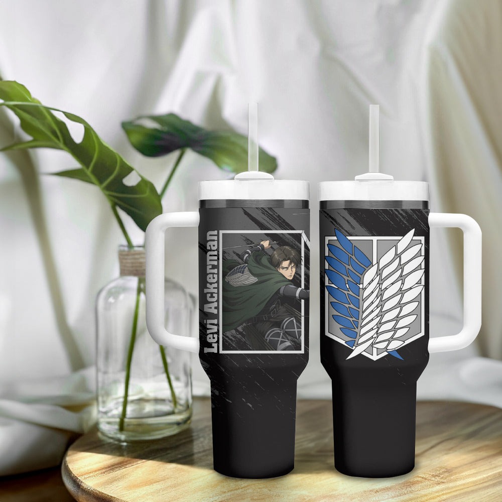 Levi Ackerman Tumbler With Handle Attack On Titan TS04 Levi Ackerman Tumbler With Handle Attack On Titan TS04