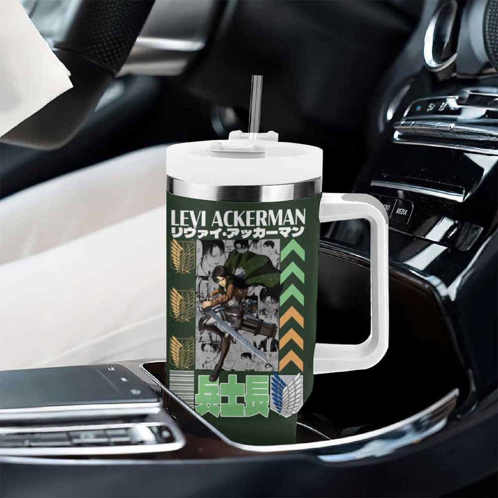 Levi Ackerman V2 Attack on Titan Tumbler With Handle Anime Style TS04 Levi Ackerman V2 Attack on Titan Tumbler With Handle Anime Style TS04