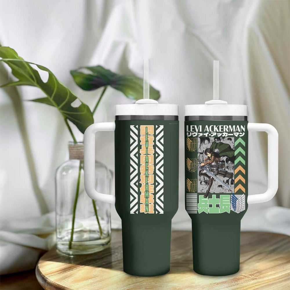 Levi Ackerman V2 Attack on Titan Tumbler With Handle Anime Style TS04 Levi Ackerman V2 Attack on Titan Tumbler With Handle Anime Style TS04