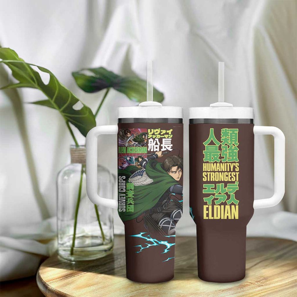 Levi Ackerman V3 Attack on Titan Tumbler With Handle Anime Style TS04 Levi Ackerman V3 Attack on Titan Tumbler With Handle Anime Style TS04