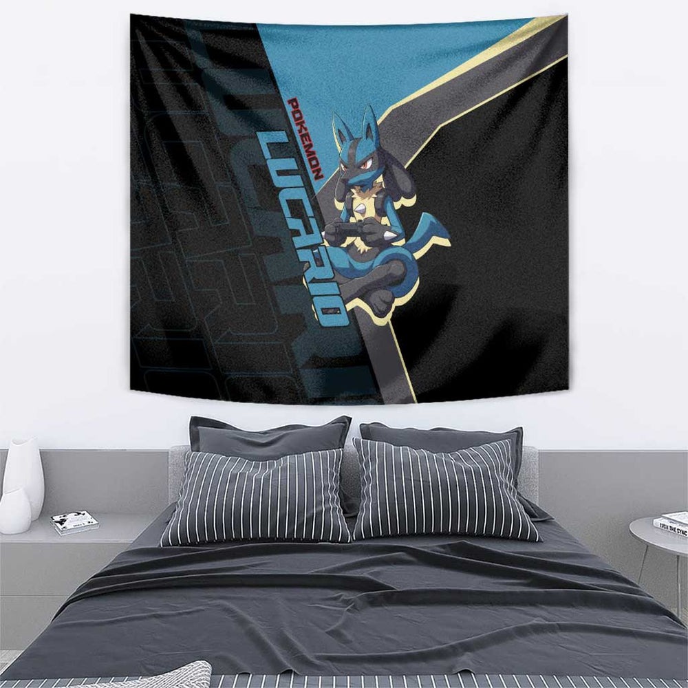 Lucario Poké Tapestry Edgy Retro Anime Style TS04 Lucario Poké Tapestry Edgy Retro Anime Style TS04