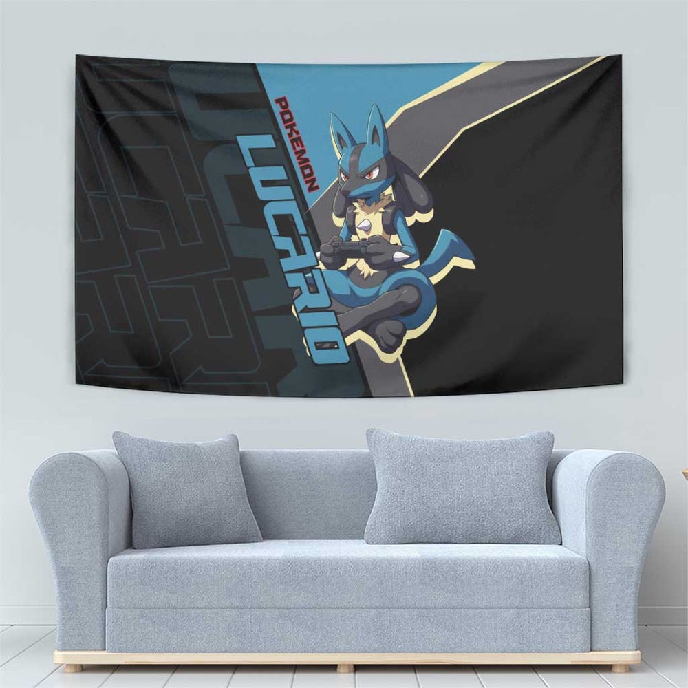 Lucario Poké Tapestry Edgy Retro Anime Style TS04 Lucario Poké Tapestry Edgy Retro Anime Style TS04