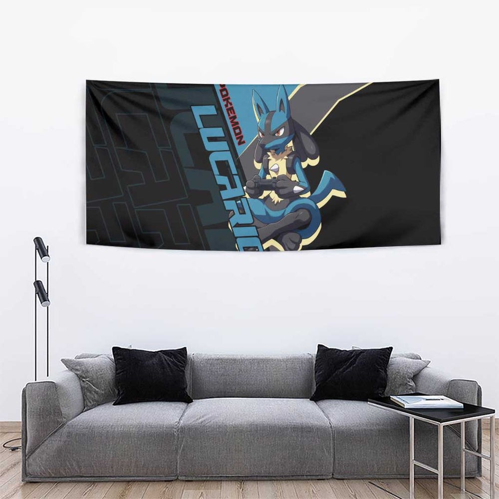 Lucario Poké Tapestry Edgy Retro Anime Style TS04 Lucario Poké Tapestry Edgy Retro Anime Style TS04