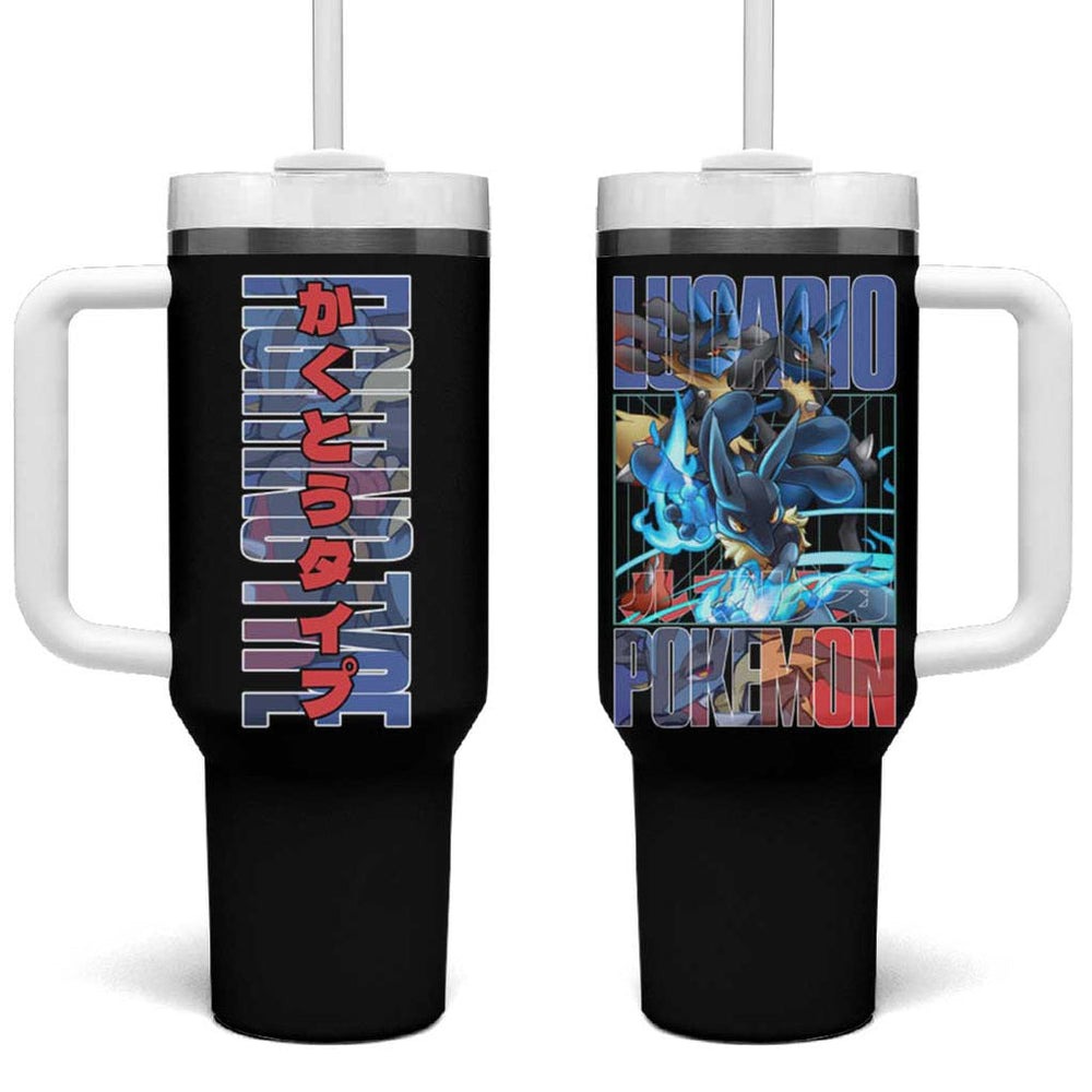 Lucario Poke Tumbler With Handle Anime Style TS04 Lucario Poke Tumbler With Handle Anime Style TS04