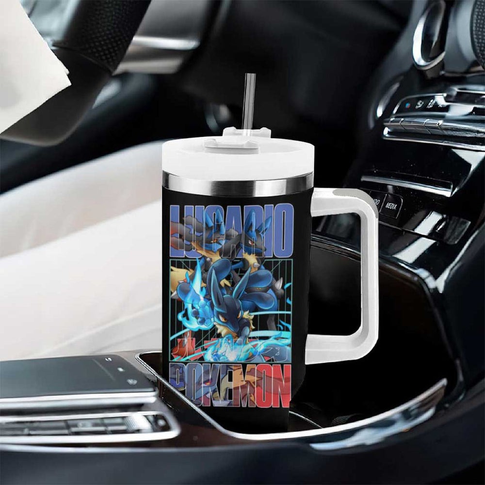 Lucario Poke Tumbler With Handle Anime Style TS04 Lucario Poke Tumbler With Handle Anime Style TS04