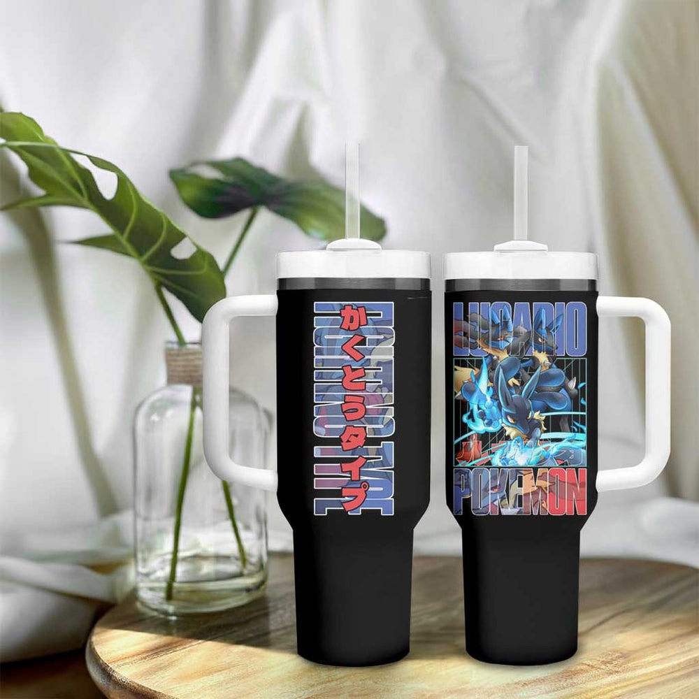 Lucario Poke Tumbler With Handle Anime Style TS04 Lucario Poke Tumbler With Handle Anime Style TS04