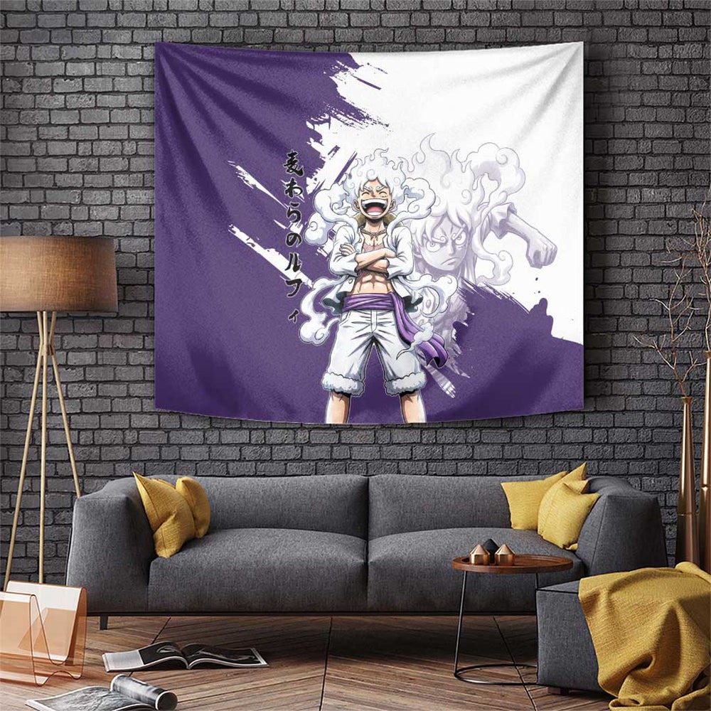 Luffy Gear 5 Anime Tapestry One Piece Ink Splash Graphic TS04 Luffy Gear 5 Anime Tapestry One Piece Ink Splash Graphic TS04