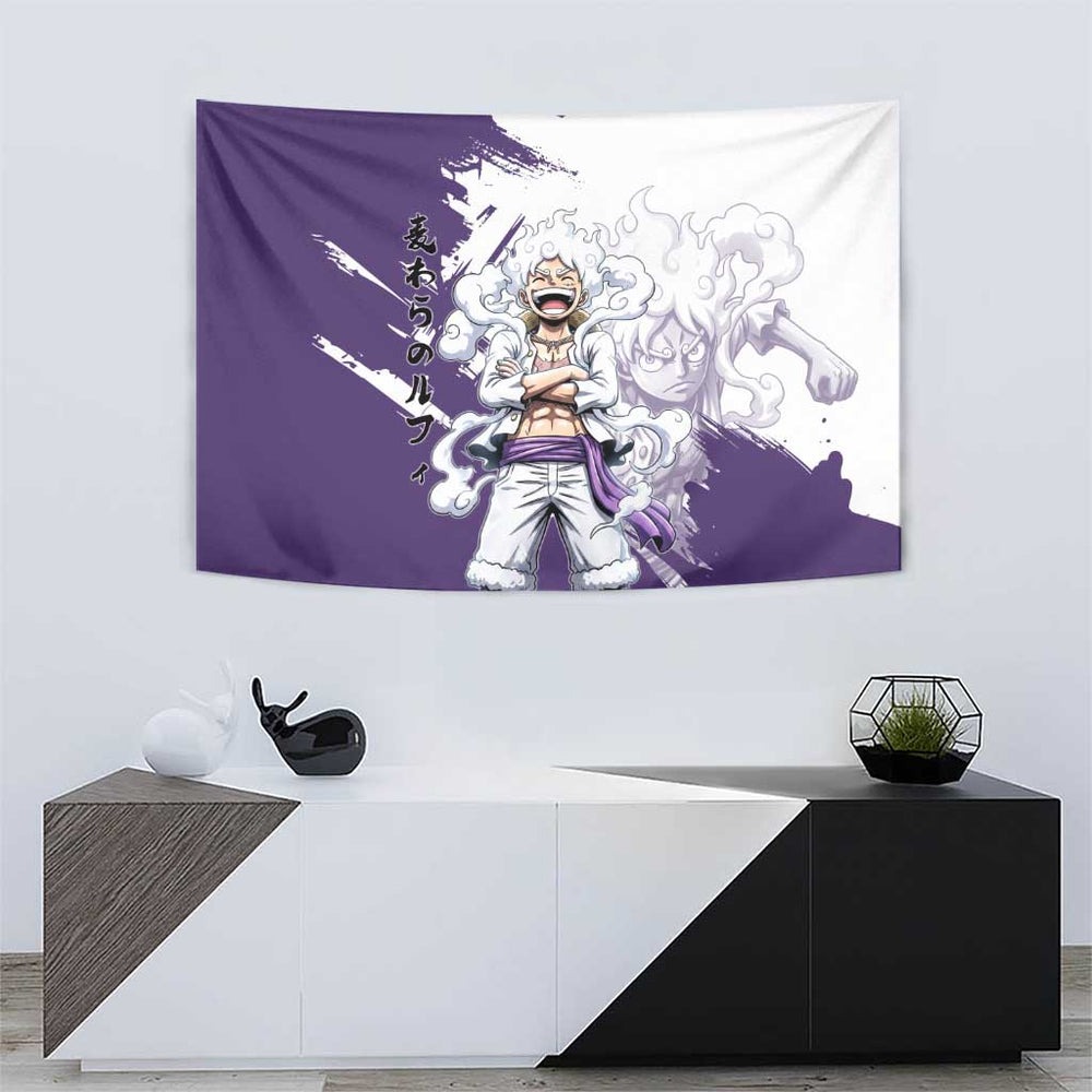 Luffy Gear 5 Anime Tapestry One Piece Ink Splash Graphic TS04 Luffy Gear 5 Anime Tapestry One Piece Ink Splash Graphic TS04