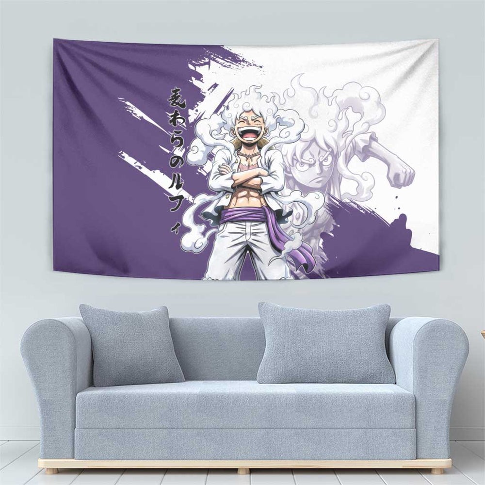 Luffy Gear 5 Anime Tapestry One Piece Ink Splash Graphic TS04 Luffy Gear 5 Anime Tapestry One Piece Ink Splash Graphic TS04