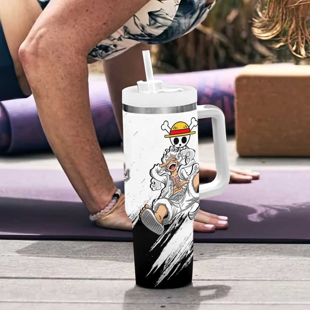 Luffy Gear 5 - One Piece Tumbler With Handle Anime Mix Manga Style TS04 Luffy Gear 5 - One Piece Tumbler With Handle Anime Mix Manga Style TS04
