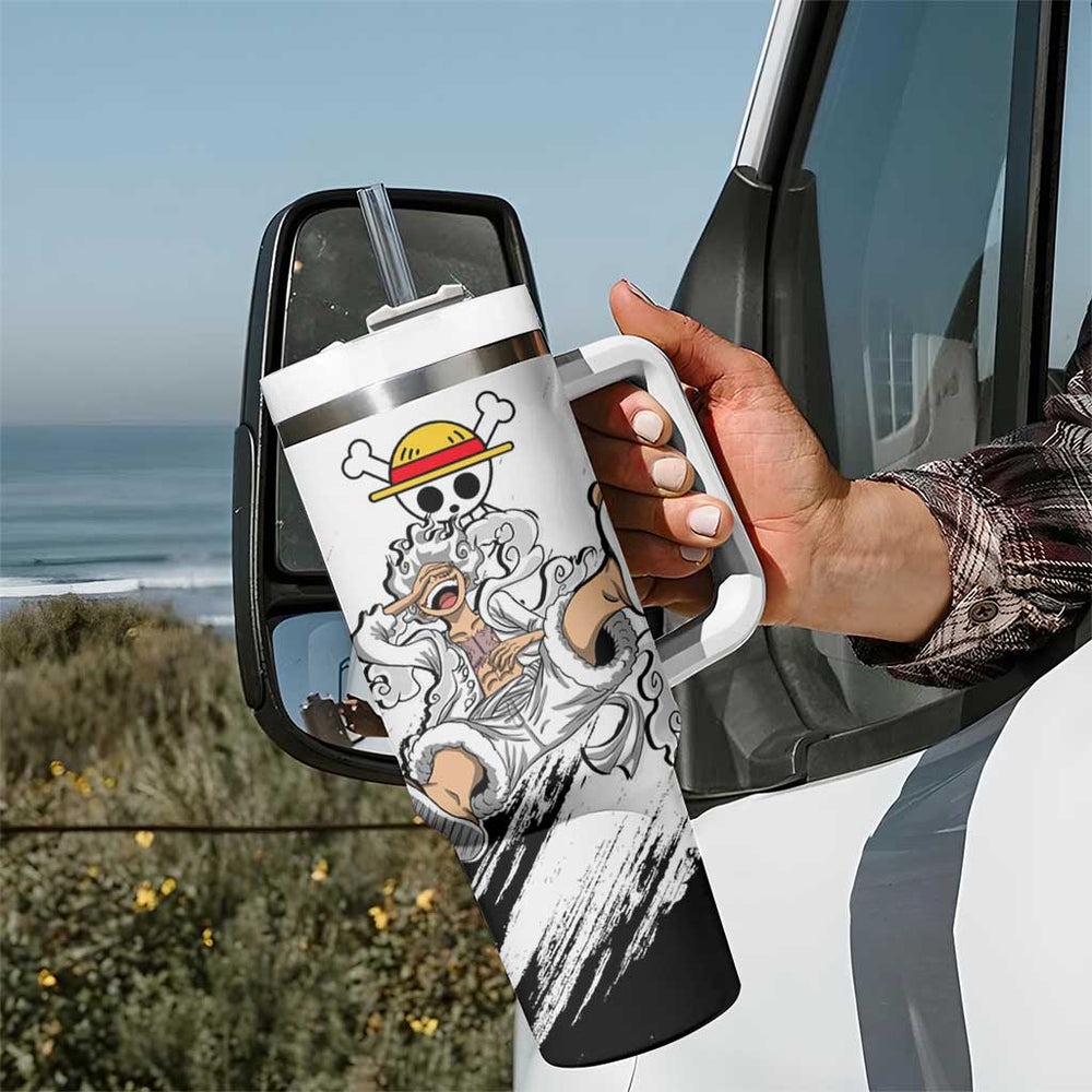 Luffy Gear 5 - One Piece Tumbler With Handle Anime Mix Manga Style TS04 Luffy Gear 5 - One Piece Tumbler With Handle Anime Mix Manga Style TS04