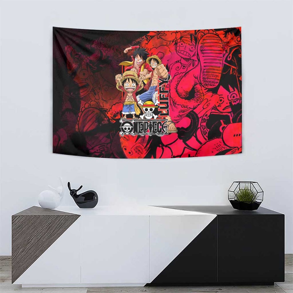 Luffy One Piece Red Theme Tumbler With Handle with Straw Hat Crew and Gear Transformation Design TS04