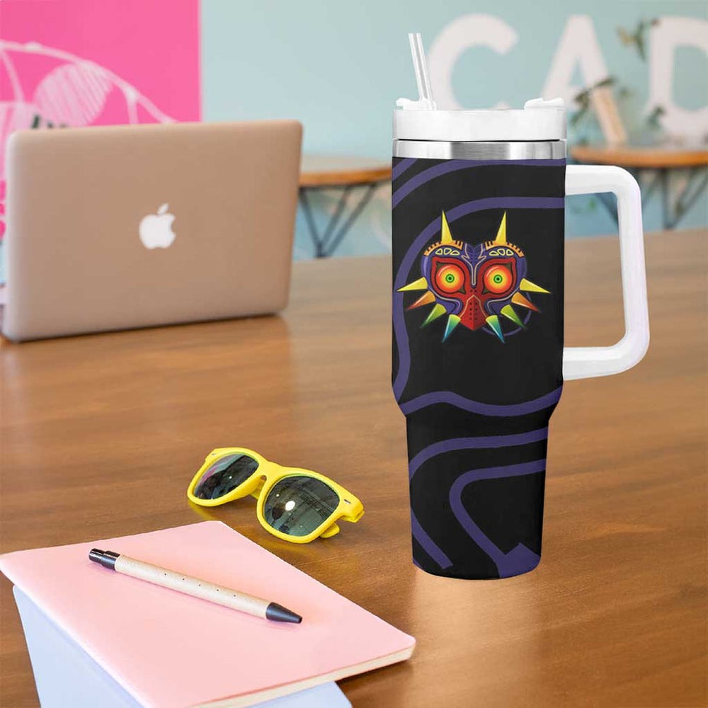 Majoras Mask Zelda Tumbler With Handle Abtract Style TS04 Majoras Mask Zelda Tumbler With Handle Abtract Style TS04