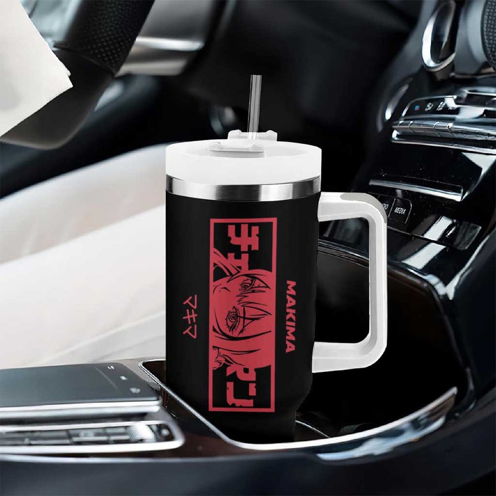 Makima Chainsaw Man Street Style Tumbler With Handle Bold Anime Grunge Aesthetic in Hot Pink TS04 Makima Chainsaw Man Street Style Tumbler With Handle Bold Anime Grunge Aesthetic in Hot Pink TS04