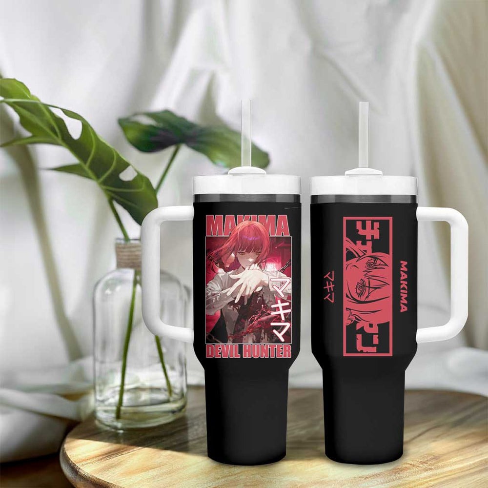 Makima Chainsaw Man Street Style Tumbler With Handle Bold Anime Grunge Aesthetic in Hot Pink TS04 Makima Chainsaw Man Street Style Tumbler With Handle Bold Anime Grunge Aesthetic in Hot Pink TS04