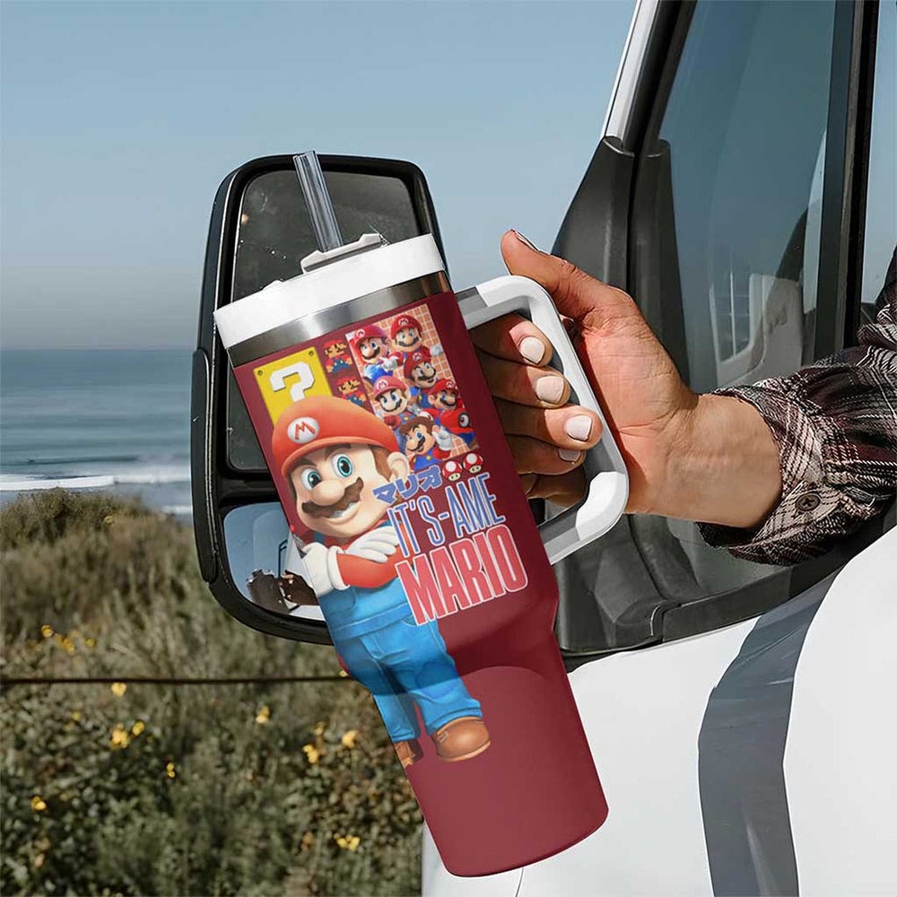 Mario Bros Mario Bros Tumbler With Handle Anime Mix 3D Game Style TS04 Mario Bros Mario Bros Tumbler With Handle Anime Mix 3D Game Style TS04
