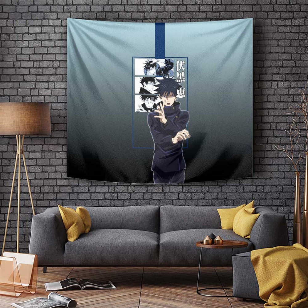 Megumi Fushiguro from Jujutsu Kaisen Tumbler With Handle with Dark Blue and Black Background and Multiple Poses Design TS04 Megumi Fushiguro from Jujutsu Kaisen Tumbler With Handle with Dark Blue and Black Background and Multiple Poses Design TS04