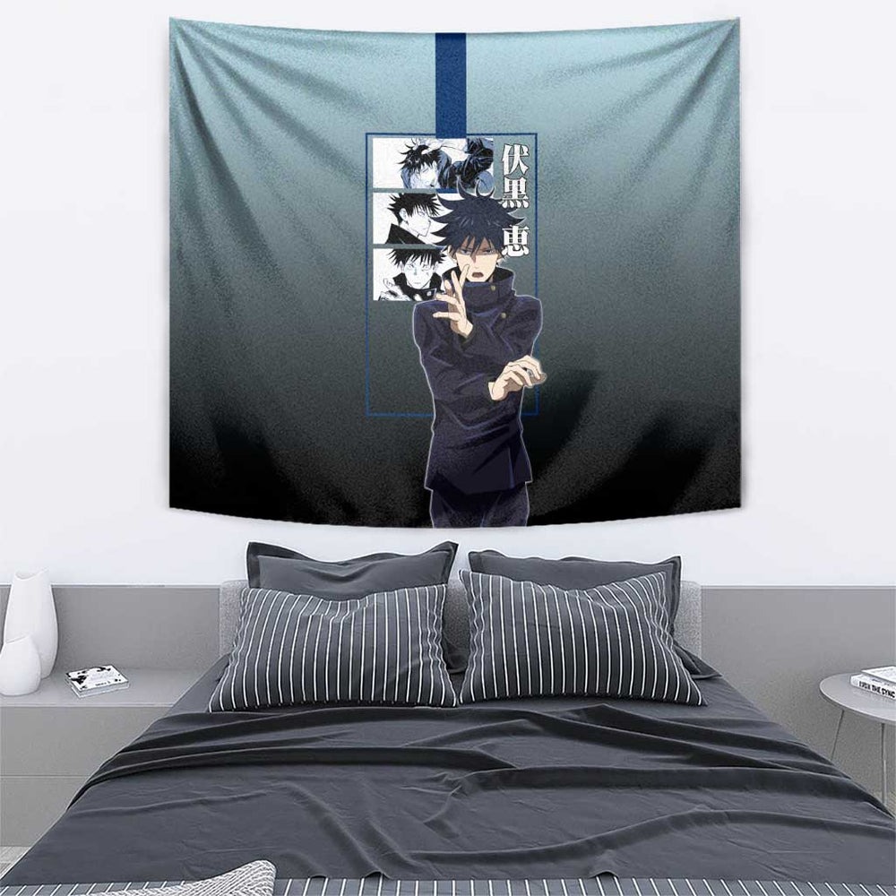 Megumi Fushiguro from Jujutsu Kaisen Tumbler With Handle with Dark Blue and Black Background and Multiple Poses Design TS04 Megumi Fushiguro from Jujutsu Kaisen Tumbler With Handle with Dark Blue and Black Background and Multiple Poses Design TS04