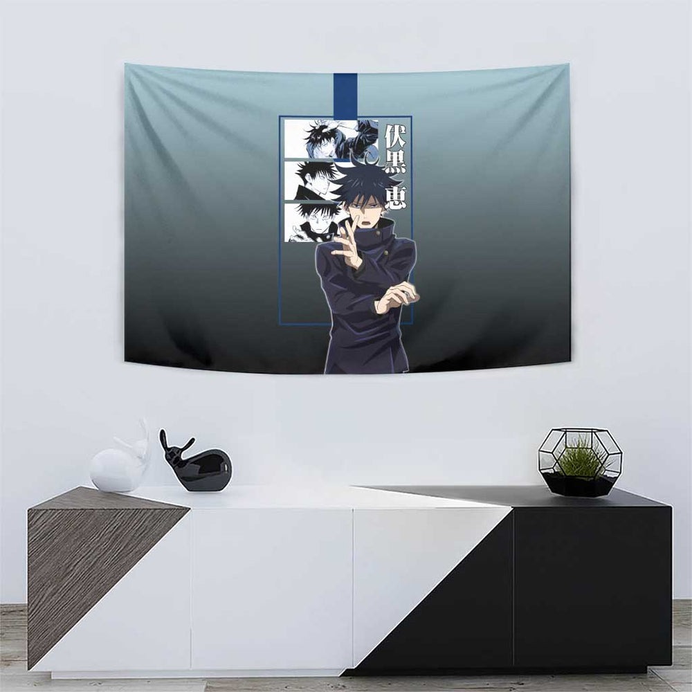 Megumi Fushiguro from Jujutsu Kaisen Tumbler With Handle with Dark Blue and Black Background and Multiple Poses Design TS04 Megumi Fushiguro from Jujutsu Kaisen Tumbler With Handle with Dark Blue and Black Background and Multiple Poses Design TS04