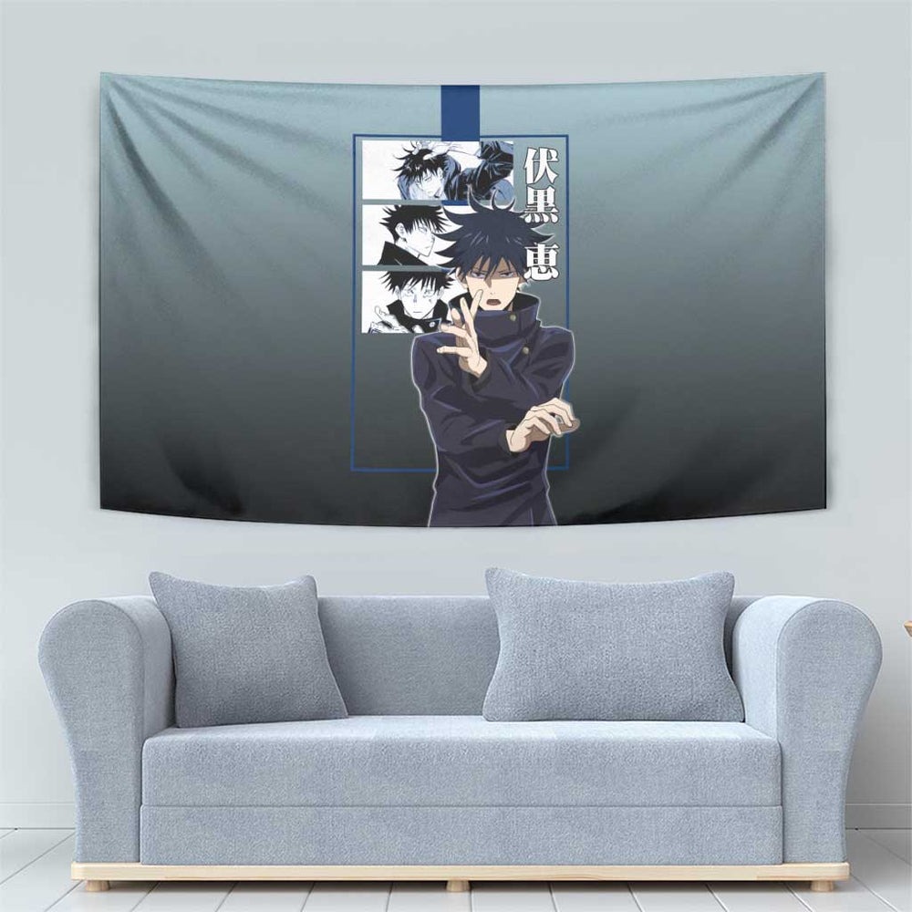 Megumi Fushiguro from Jujutsu Kaisen Tumbler With Handle with Dark Blue and Black Background and Multiple Poses Design TS04 Megumi Fushiguro from Jujutsu Kaisen Tumbler With Handle with Dark Blue and Black Background and Multiple Poses Design TS04