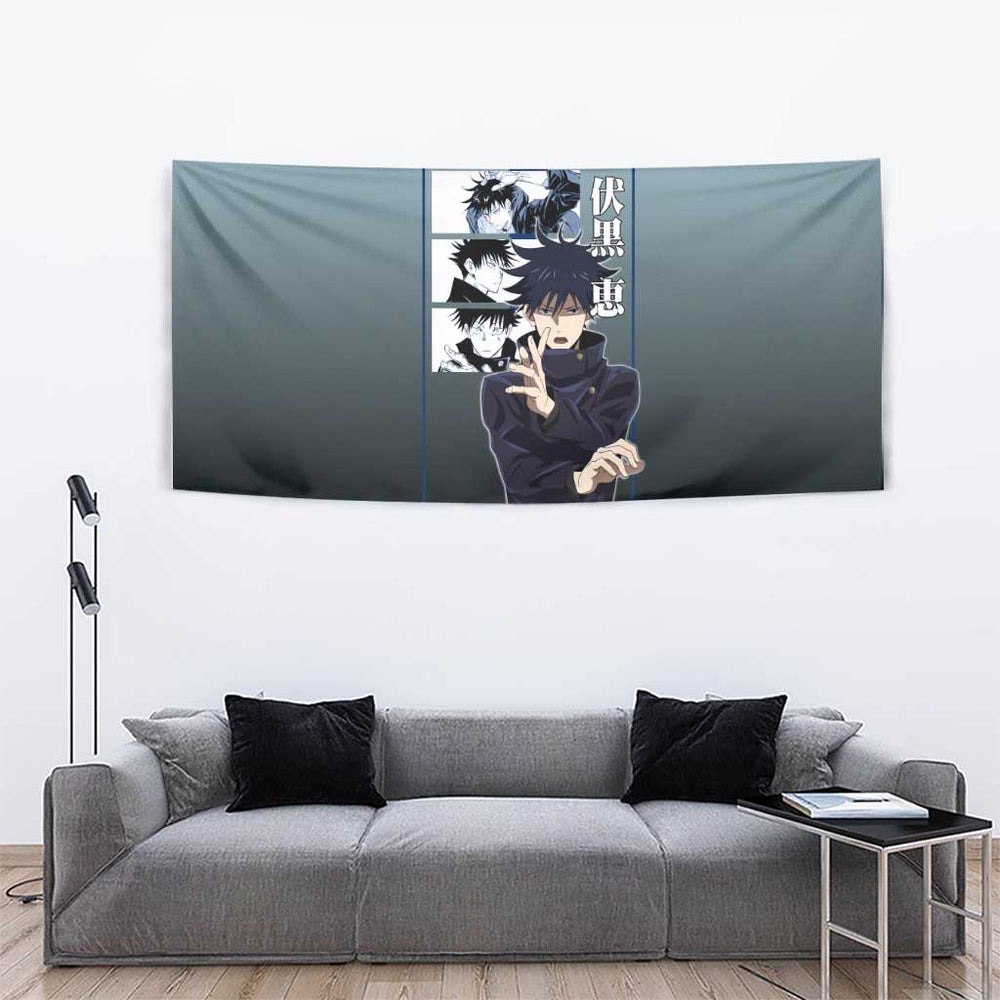 Megumi Fushiguro from Jujutsu Kaisen Tumbler With Handle with Dark Blue and Black Background and Multiple Poses Design TS04 Megumi Fushiguro from Jujutsu Kaisen Tumbler With Handle with Dark Blue and Black Background and Multiple Poses Design TS04