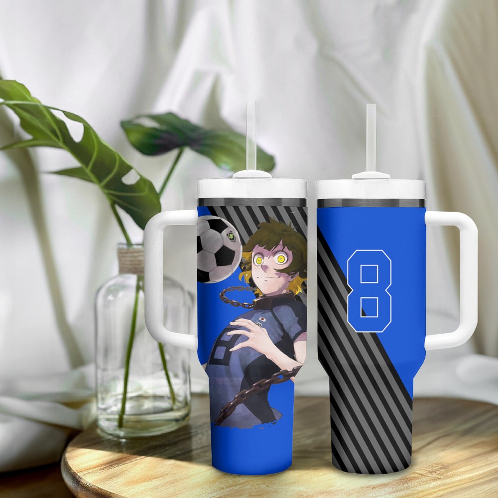 Meguru Bachira Blue Lock Tumbler With Handle Anime Style TS04 Meguru Bachira Blue Lock Tumbler With Handle Anime Style TS04