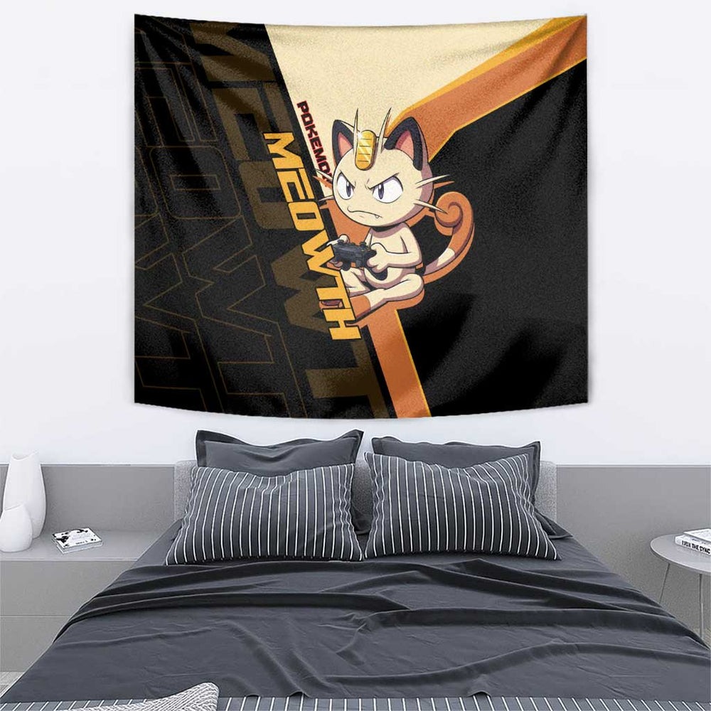 Meowth Poké Tapestry Vintage Anime Cartoon Style TS04