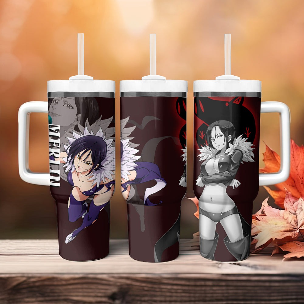 Merlin - Anime Tumbler With Handle Boar's Sin of Gluttony Anime TS04 Merlin - Anime Tumbler With Handle Boar's Sin of Gluttony Anime TS04