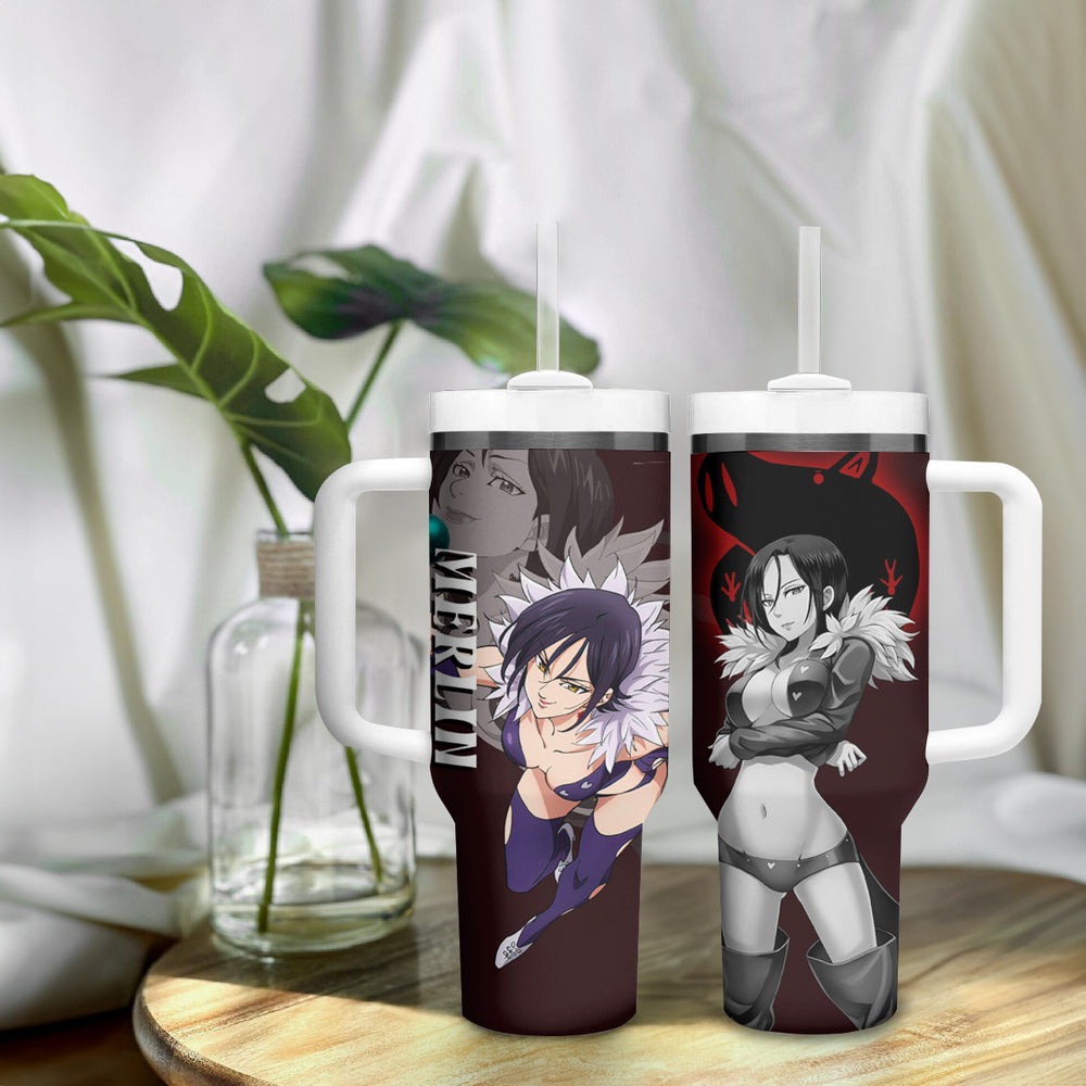 Merlin - Anime Tumbler With Handle Boar's Sin of Gluttony Anime TS04 Merlin - Anime Tumbler With Handle Boar's Sin of Gluttony Anime TS04