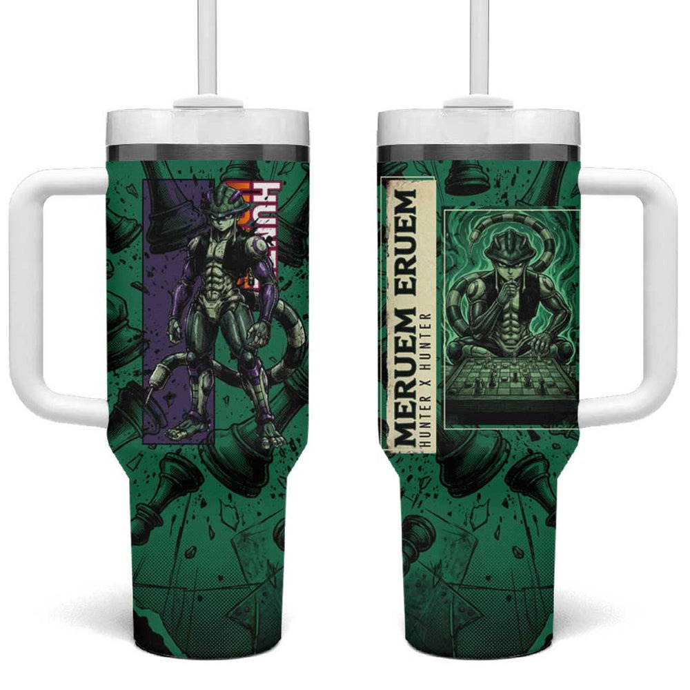 Meruem Chess Theme Tumbler With Handle with Dark Aura and Strategic Anime Artwork Design TS04 Meruem Chess Theme Tumbler With Handle with Dark Aura and Strategic Anime Artwork Design TS04