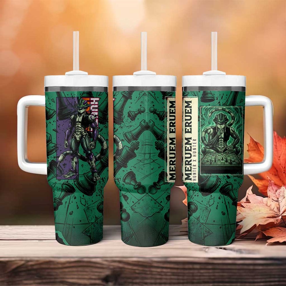 Meruem Chess Theme Tumbler With Handle with Dark Aura and Strategic Anime Artwork Design TS04 Meruem Chess Theme Tumbler With Handle with Dark Aura and Strategic Anime Artwork Design TS04