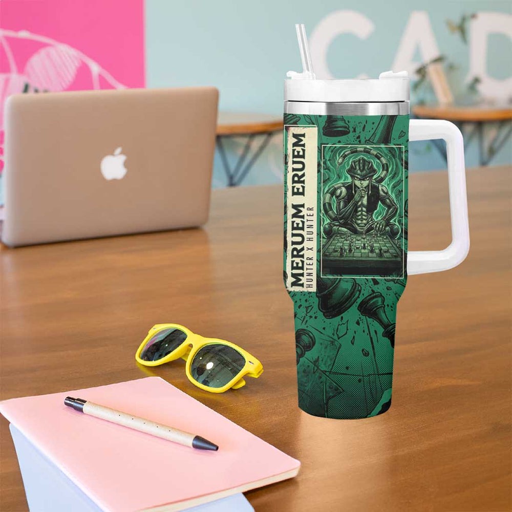 Meruem Chess Theme Tumbler With Handle with Dark Aura and Strategic Anime Artwork Design TS04 Meruem Chess Theme Tumbler With Handle with Dark Aura and Strategic Anime Artwork Design TS04