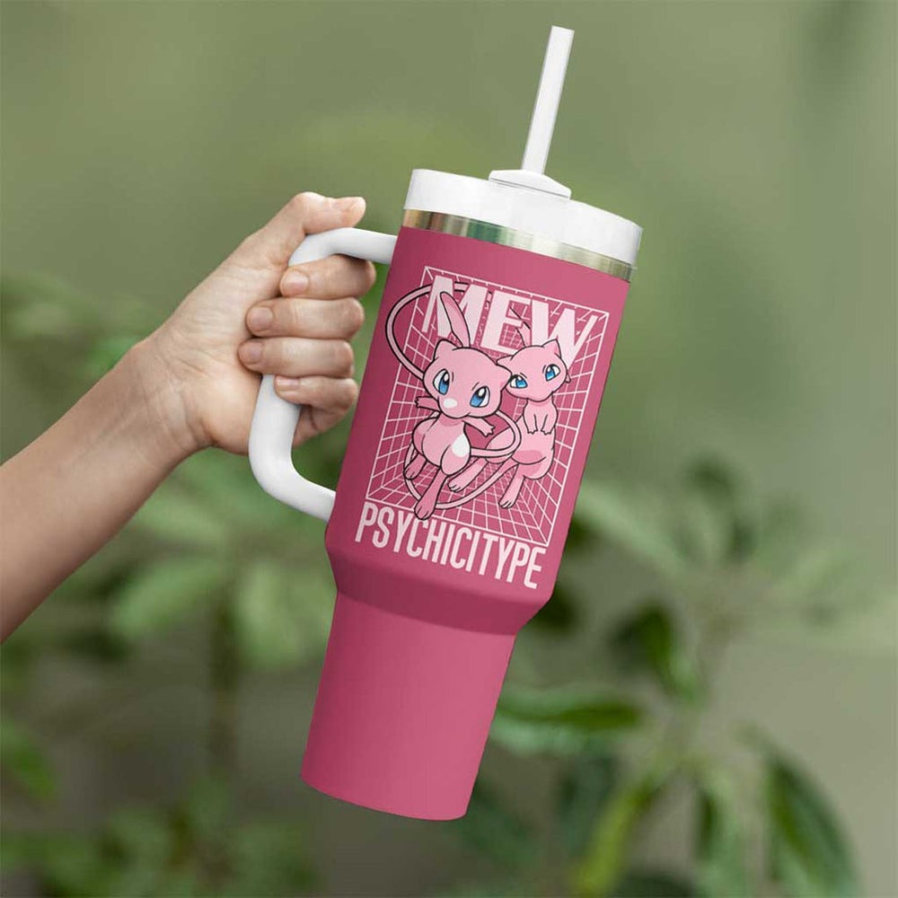 Mew Poke Tumbler With Handle Anime Style TS04 Mew Poke Tumbler With Handle Anime Style TS04
