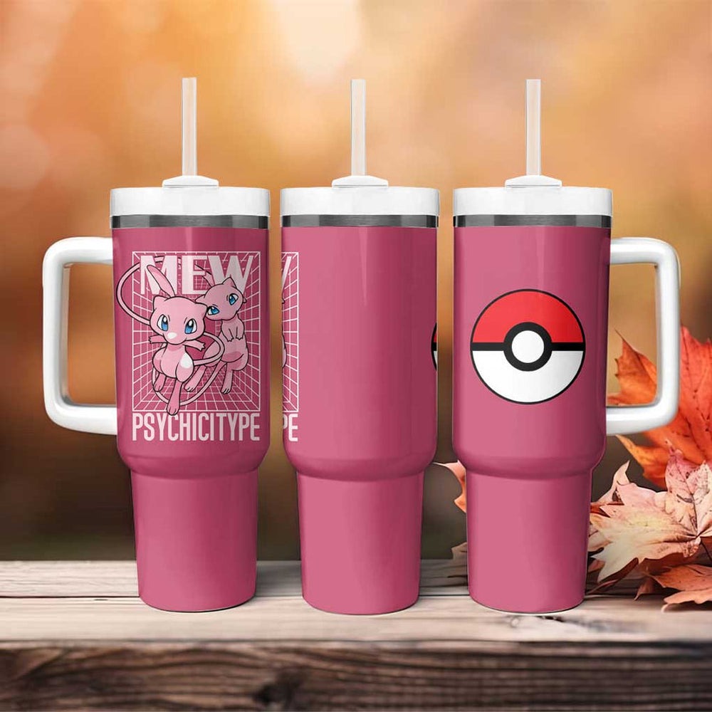 Mew Poke Tumbler With Handle Anime Style TS04 Mew Poke Tumbler With Handle Anime Style TS04