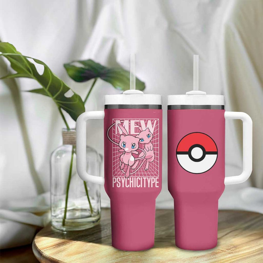 Mew Poke Tumbler With Handle Anime Style TS04 Mew Poke Tumbler With Handle Anime Style TS04