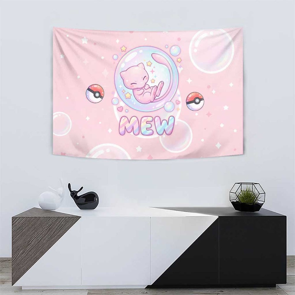 Mew Tapestry Pastel Kawaii Bubble Art TS04 Mew Tapestry Pastel Kawaii Bubble Art TS04
