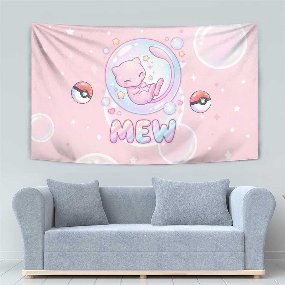 Mew Tapestry Pastel Kawaii Bubble Art TS04 Mew Tapestry Pastel Kawaii Bubble Art TS04