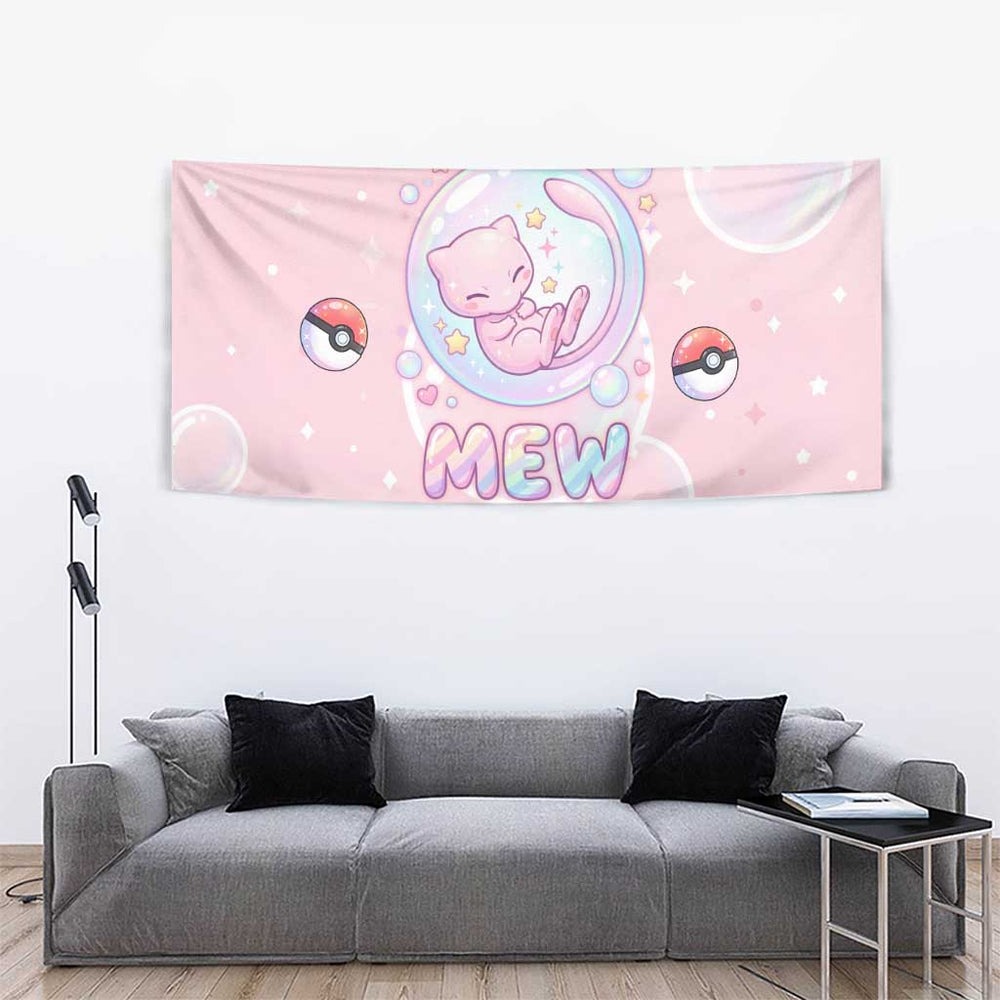 Mew Tapestry Pastel Kawaii Bubble Art TS04 Mew Tapestry Pastel Kawaii Bubble Art TS04