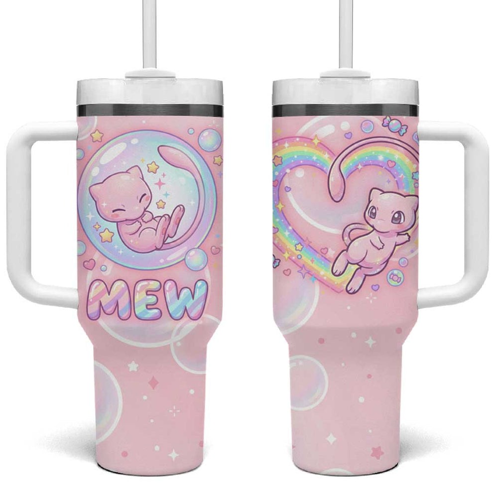 Mew Tumbler With Handle Pastel Kawaii Bubble Art TS04 Mew Tumbler With Handle Pastel Kawaii Bubble Art TS04