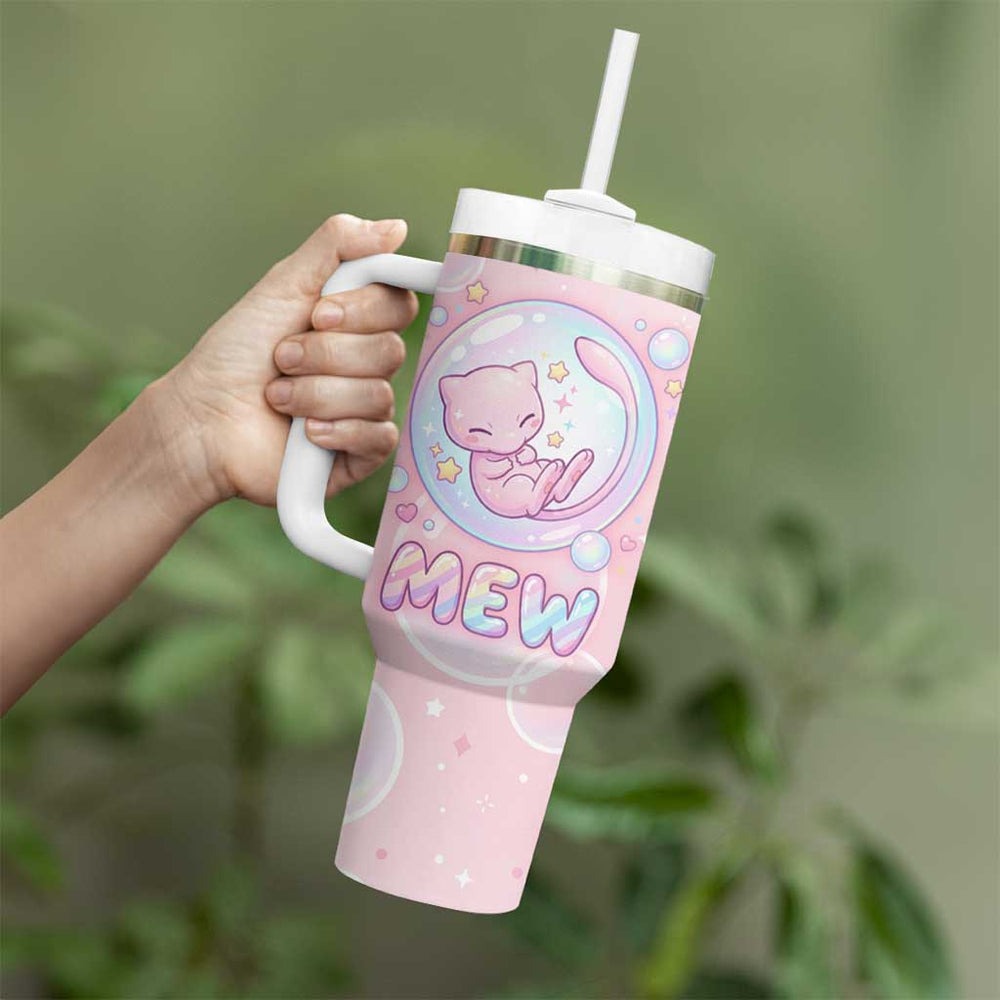 Mew Tumbler With Handle Pastel Kawaii Bubble Art TS04 Mew Tumbler With Handle Pastel Kawaii Bubble Art TS04