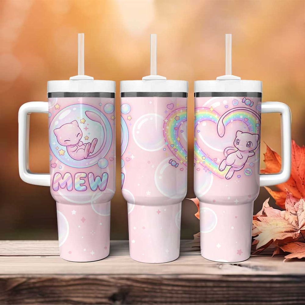 Mew Tumbler With Handle Pastel Kawaii Bubble Art TS04 Mew Tumbler With Handle Pastel Kawaii Bubble Art TS04