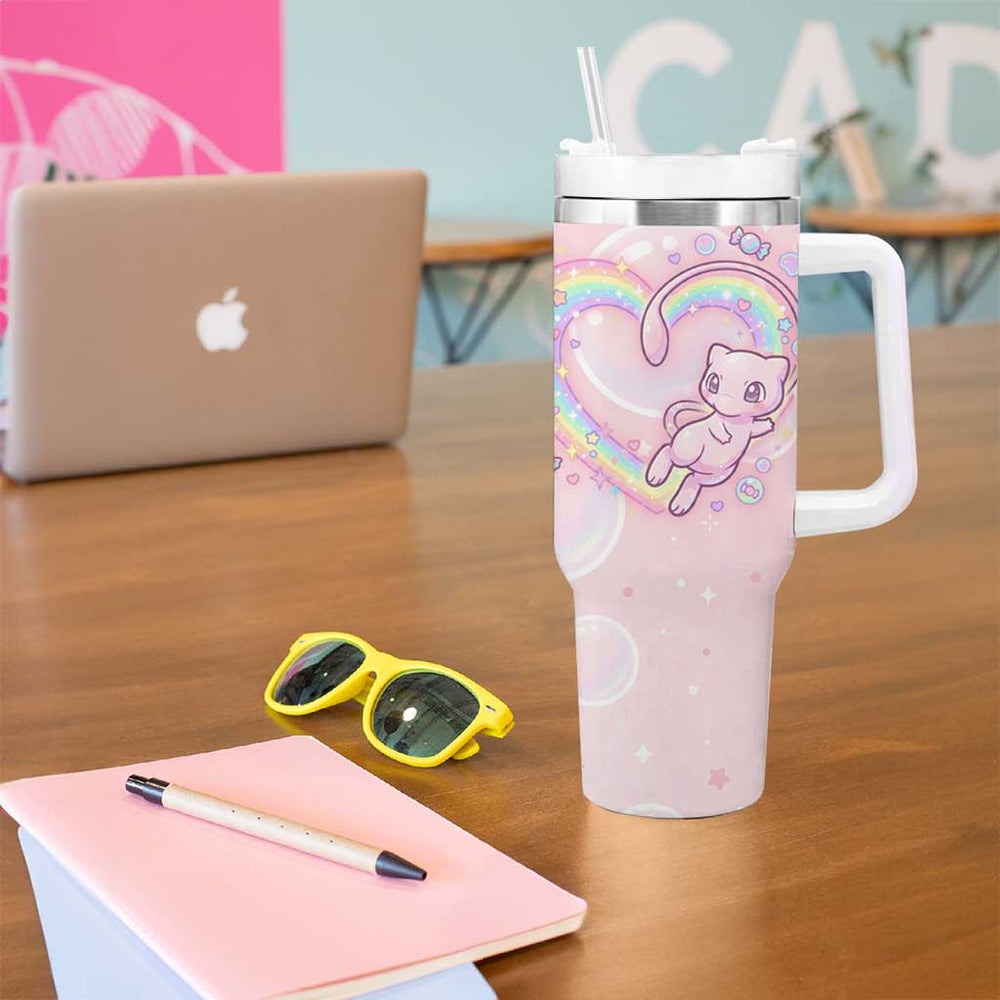 Mew Tumbler With Handle Pastel Kawaii Bubble Art TS04 Mew Tumbler With Handle Pastel Kawaii Bubble Art TS04