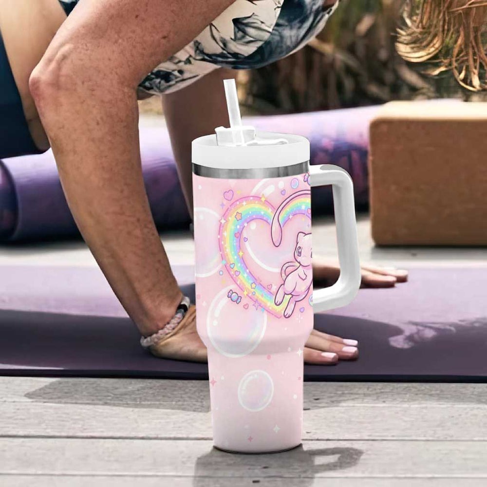 Mew Tumbler With Handle Pastel Kawaii Bubble Art TS04 Mew Tumbler With Handle Pastel Kawaii Bubble Art TS04
