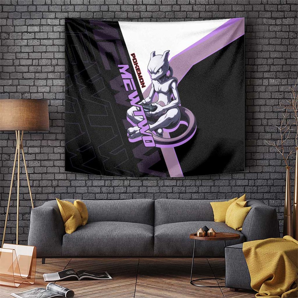 Mewtwo Poké Tapestry Shadowcore Anime Style TS04 Mewtwo Poké Tapestry Shadowcore Anime Style TS04