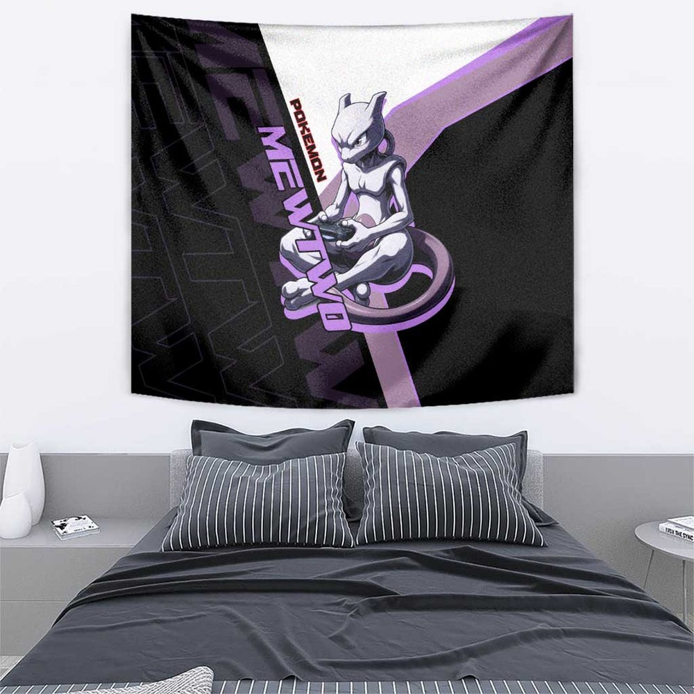 Mewtwo Poké Tapestry Shadowcore Anime Style TS04 Mewtwo Poké Tapestry Shadowcore Anime Style TS04