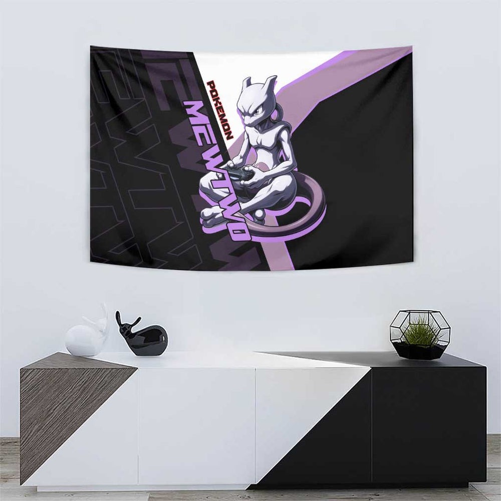 Mewtwo Poké Tapestry Shadowcore Anime Style TS04 Mewtwo Poké Tapestry Shadowcore Anime Style TS04