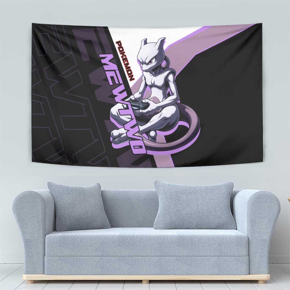 Mewtwo Poké Tapestry Shadowcore Anime Style TS04 Mewtwo Poké Tapestry Shadowcore Anime Style TS04