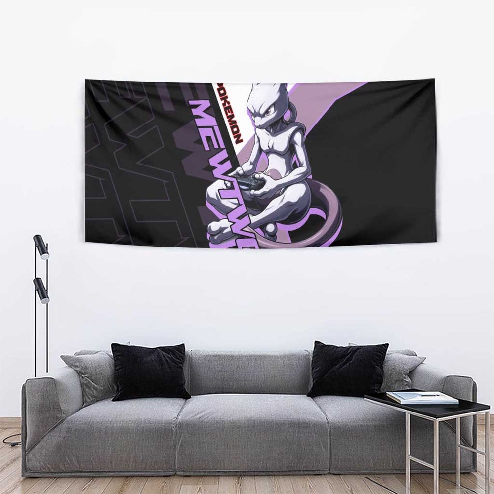 Mewtwo Poké Tapestry Shadowcore Anime Style TS04 Mewtwo Poké Tapestry Shadowcore Anime Style TS04