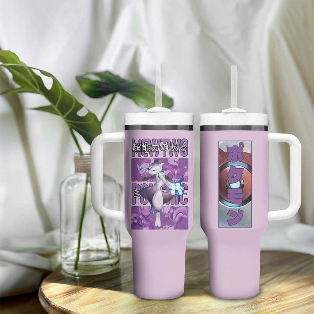 Mewtwo Poke Tumbler With Handle Anime Style TS04 Mewtwo Poke Tumbler With Handle Anime Style TS04