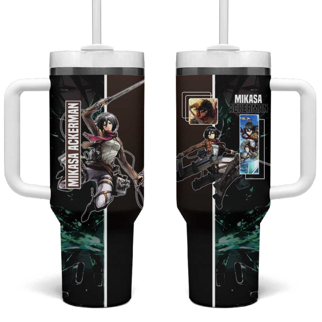 Mikasa Ackerman from Attack on Titan Tumbler With Handle with Sword and Action Pose Design TS04